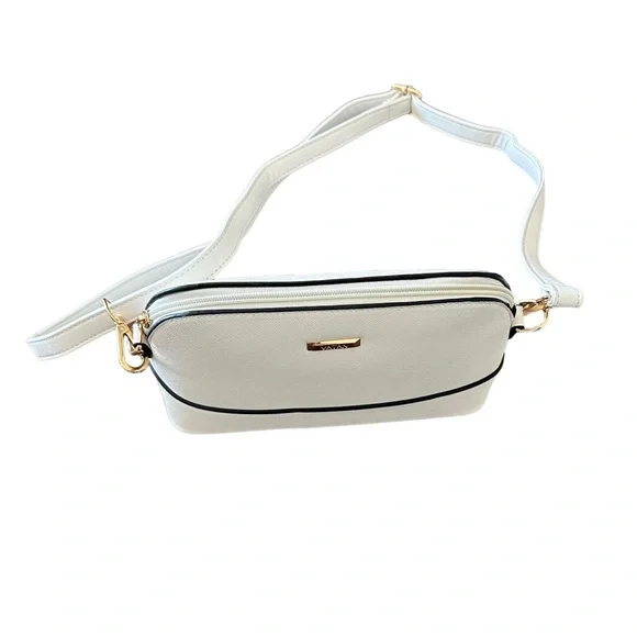 Vatab Ivory Off White Purse Shoulder Cross Body Clasp Leather Women’s - Picture 5 of 6